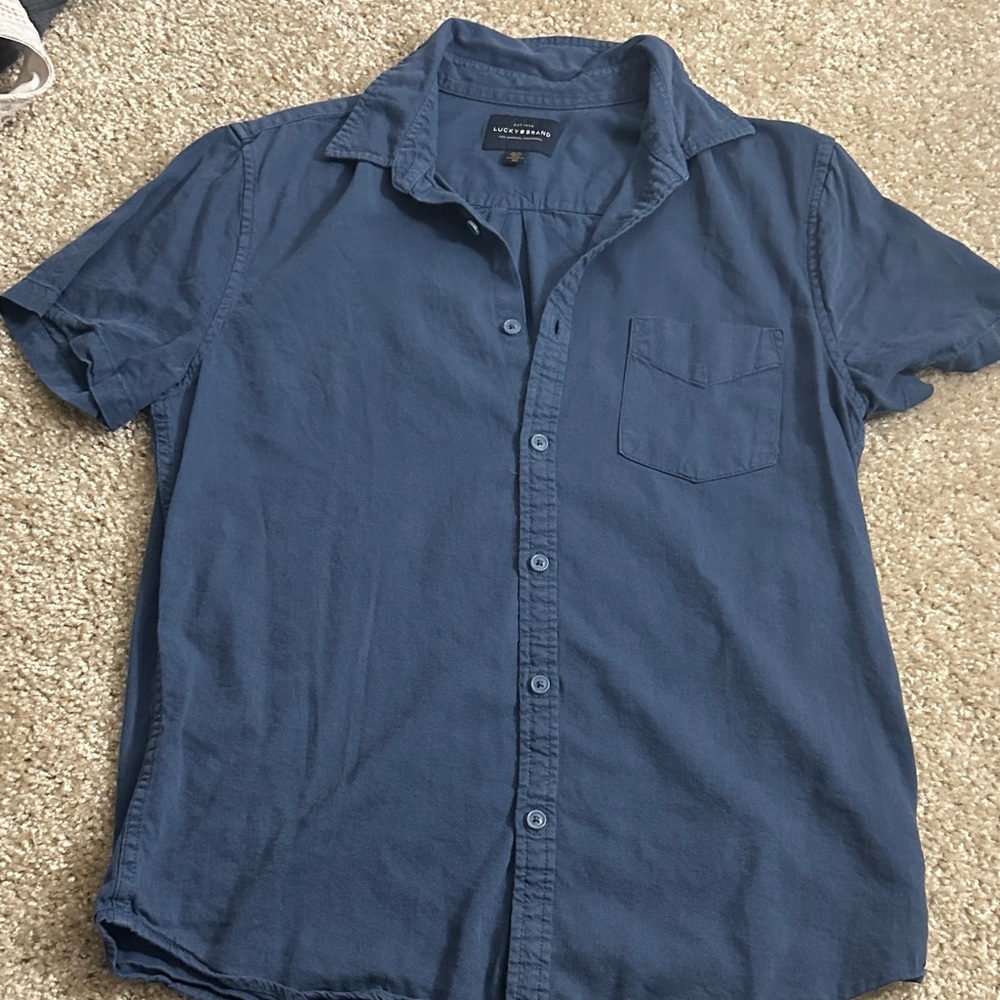 Lucky Brand Men's Short-Sleeve Button-Down Shirt in Navy Blue